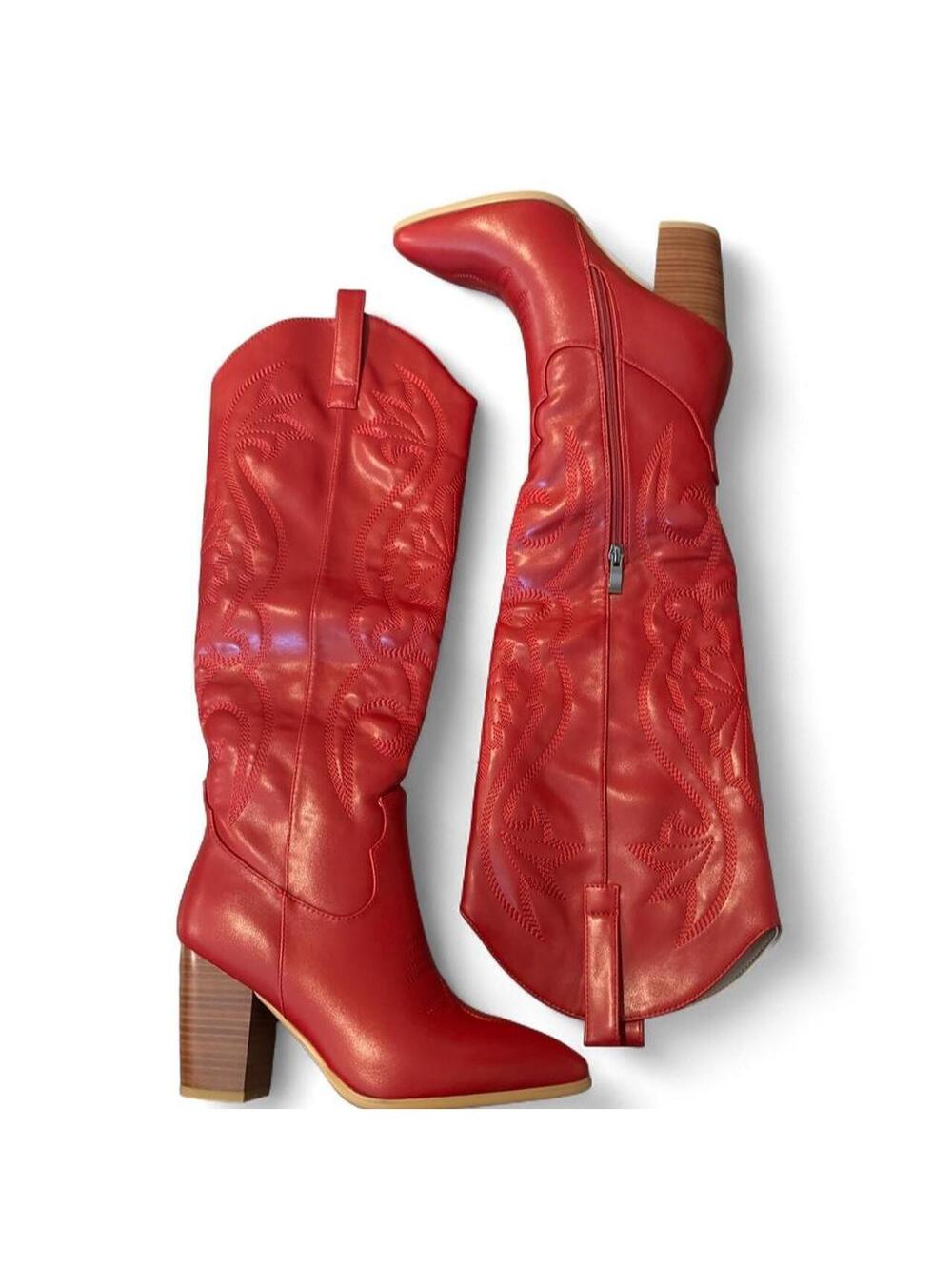 Brand New Red Embroidered Western Cowboy Boots Size 6.5
